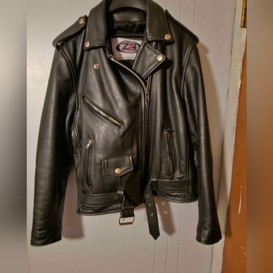 Black Genuine Leather Biker Jacket Z1r